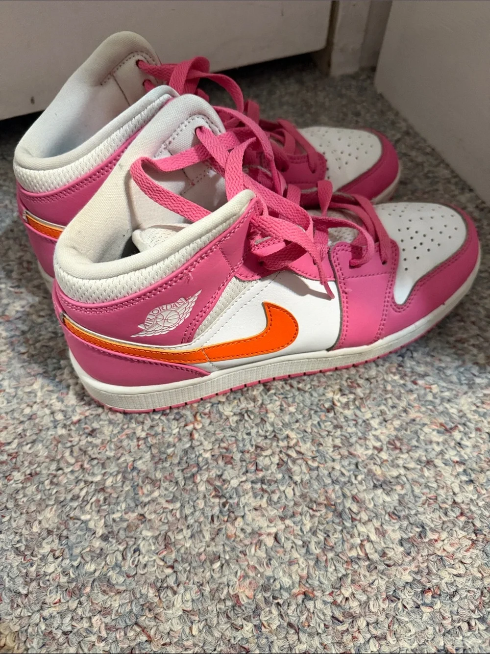 Nike Kids Pink and White High-Top Sneakers
